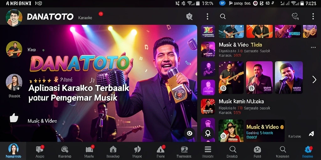 Tampilan antarmuka aplikasi Karaoke DANATOTO yang menarik