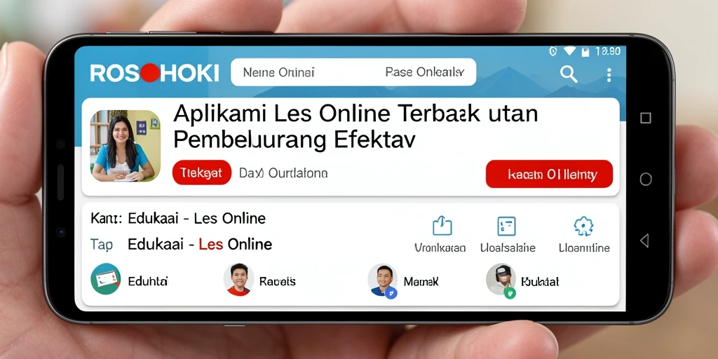 Antarmuka aplikasi ROSOHOKI yang ramah pengguna untuk Les Online.