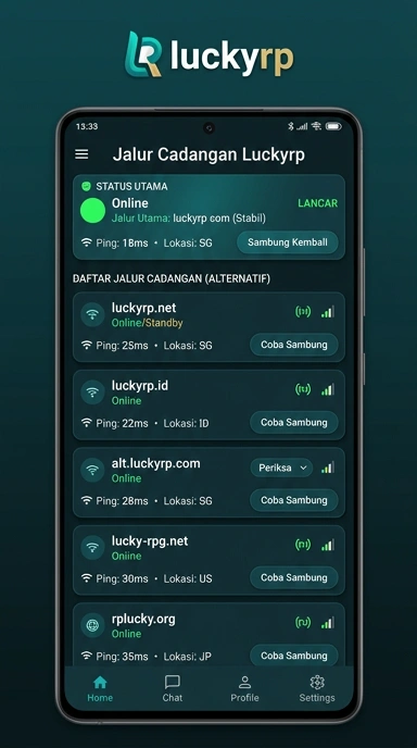 Tampilan link alternatif luckyrp