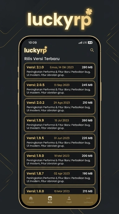 Tampilan riwayat versi luckyrp